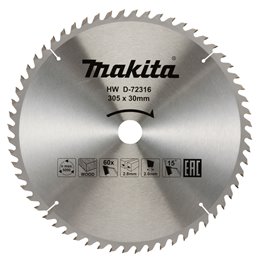 Disco sierra circular , Standard T.C.T. 305 x 30 mm, 60 D Makita D-72316