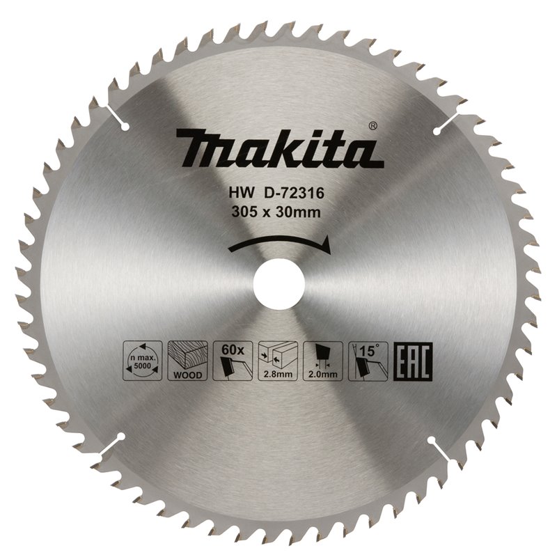 Disco sierra circular , Standard T.C.T. 305 x 30 mm, 60 D Makita D-72316