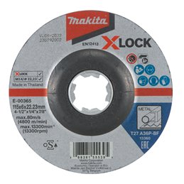 Disco de desbaste X-Lock, 115 x 6,0 mm, A36P Makita E-00365