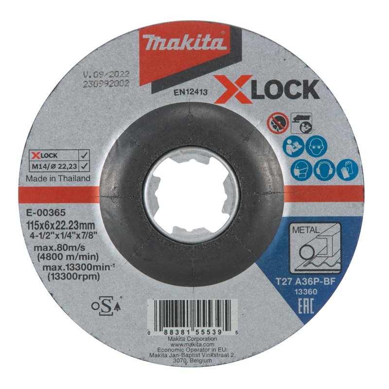 Disco de desbaste X-Lock, 115 x 6,0 mm, A36P Makita E-00365