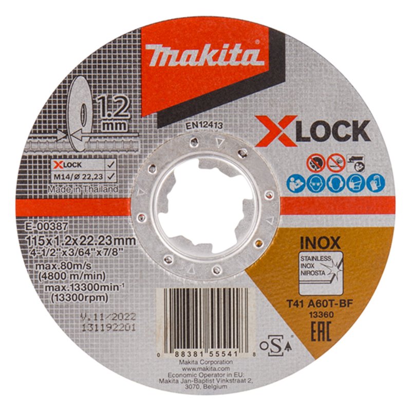 Disco de corte X-Lock, 115 x 1,2 x 22,23 mm, A60T Makita E-00387