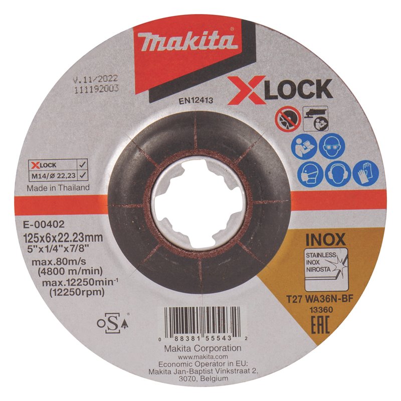 Disco de rectificar X-Lock, 125 x 6,0 mm, WA36N Makita E-00402