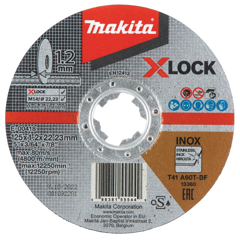 Disco de corte X-Lock, 125 x 1,2 mm Makita E-00418