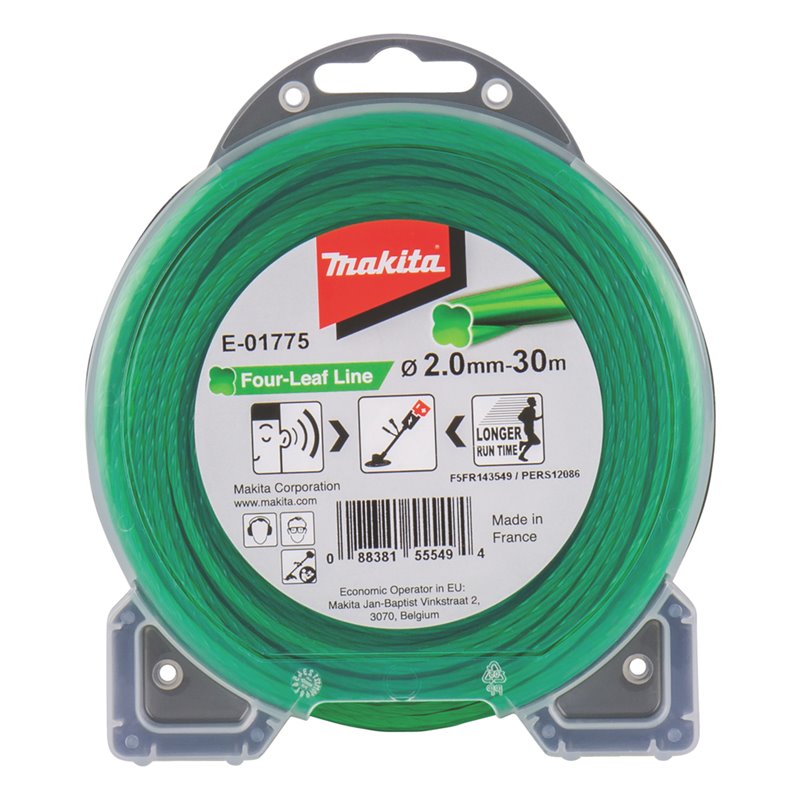 Hilo de cuatro hojas de nylon de 2,0 mm x 30 m Makita E-01775