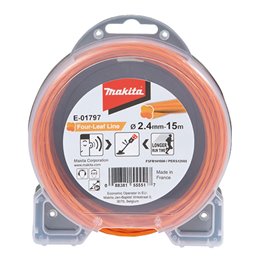 Hilo de cuatro hojas de nylon de 2,4 mm x 15 m Makita E-01797