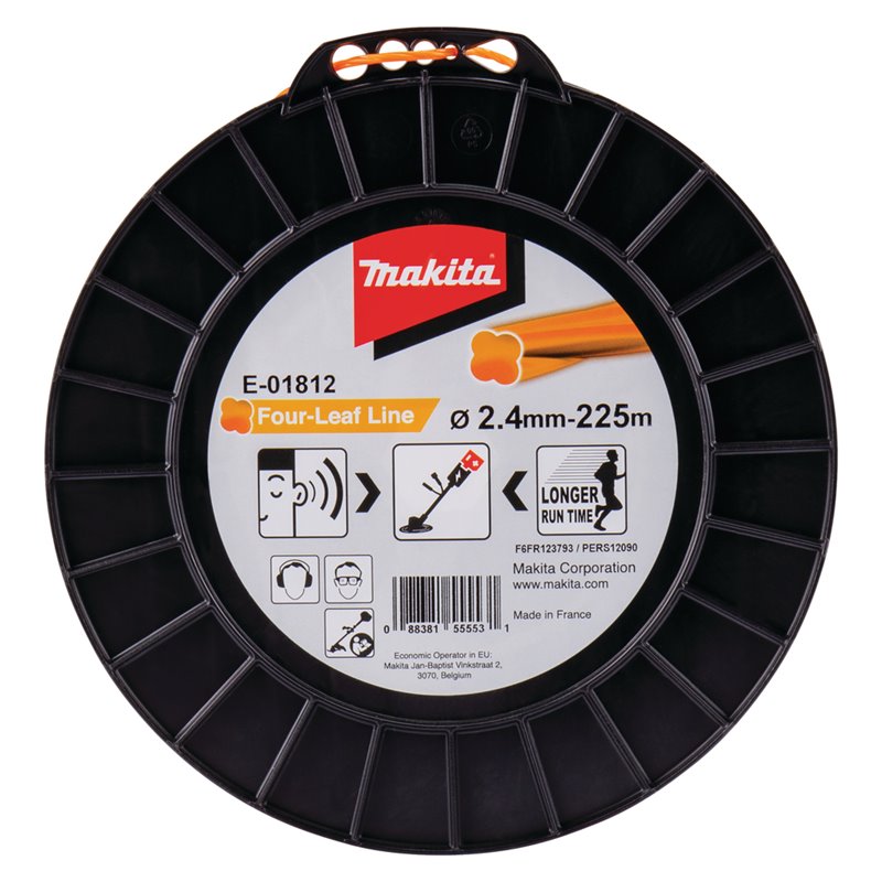 Hilo de cuatro hojas de nylon de 2,4 mm x 225 m Makita E-01812