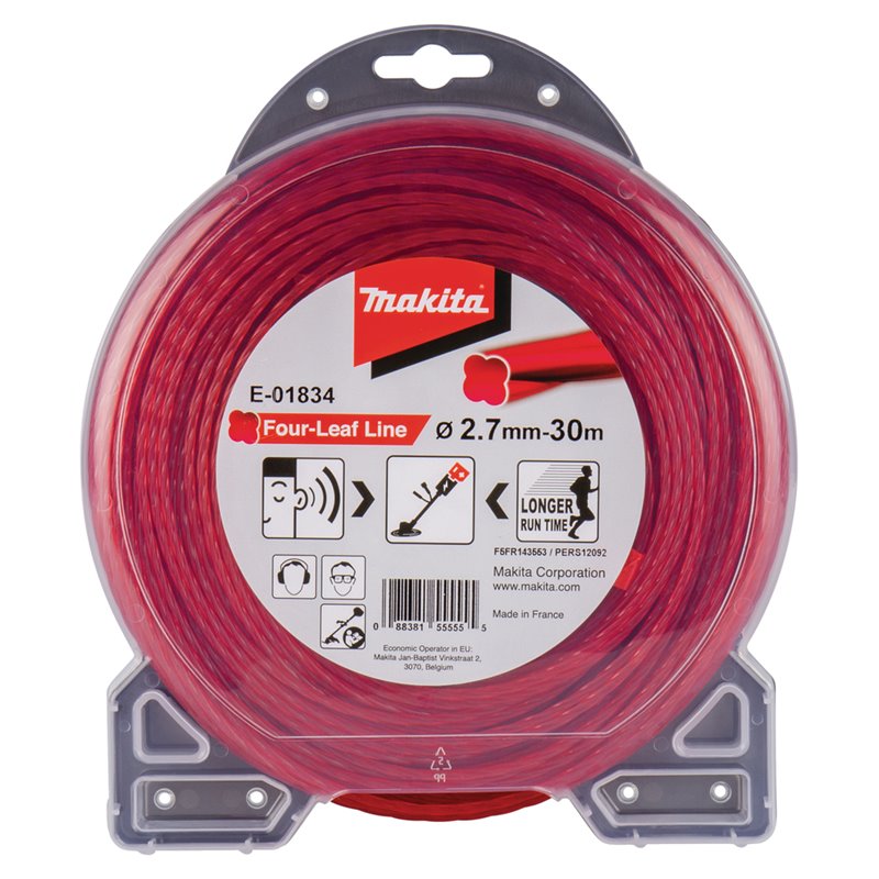 Hilo de cuatro hojas de nylon de 2,7 mm x 30 m Makita E-01834