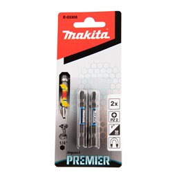 Punta torsión Impact Premier, PZ2, 50 mm, 1/4", 2 pcs Makita E-03305