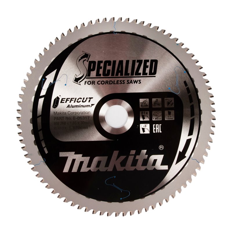 Disco sierra circular , Efficut, T.C.T, 260 x 30 mm, 81 D Makita E-06317