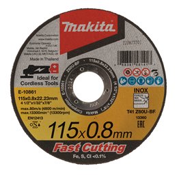 Disco de corte 115 x 0,8 x 22,23 mm, Z60U, 12 piezas Makita E-10861-12