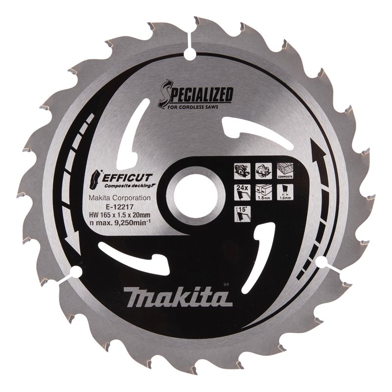 Disco sierra circular , Efficut T.C.T, 165 x 20 mm, 24 D Makita E-12217