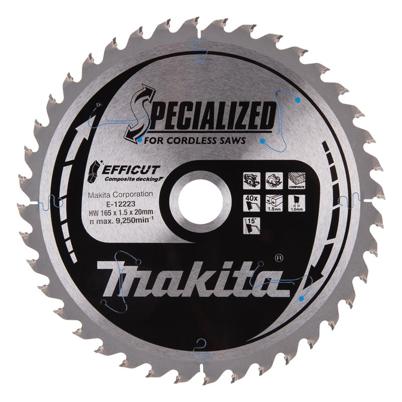 Disco sierra circular , Efficut T.C.T, 165 x 20 mm, 40 D Makita E-12223