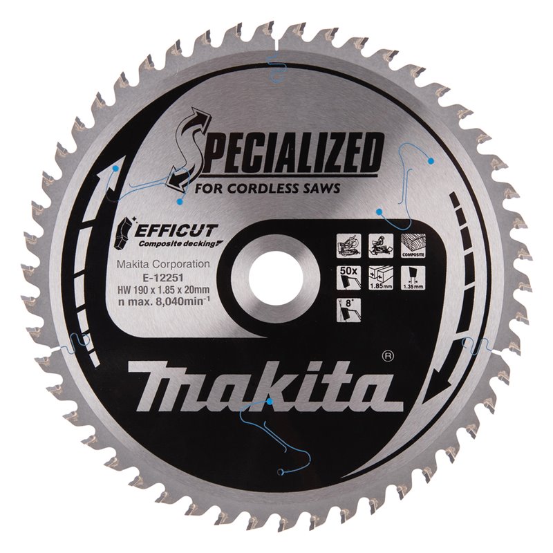 Disco sierra circular , Efficut T.C.T, 190 x 20 mm, 50 D Makita E-12251