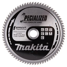 Disco sierra circular , Efficut T.C.T, 260 x 30 mm, 75 D Makita E-12273