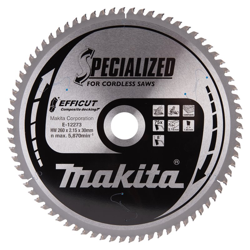 Disco sierra circular , Efficut T.C.T, 260 x 30 mm, 75 D Makita E-12273