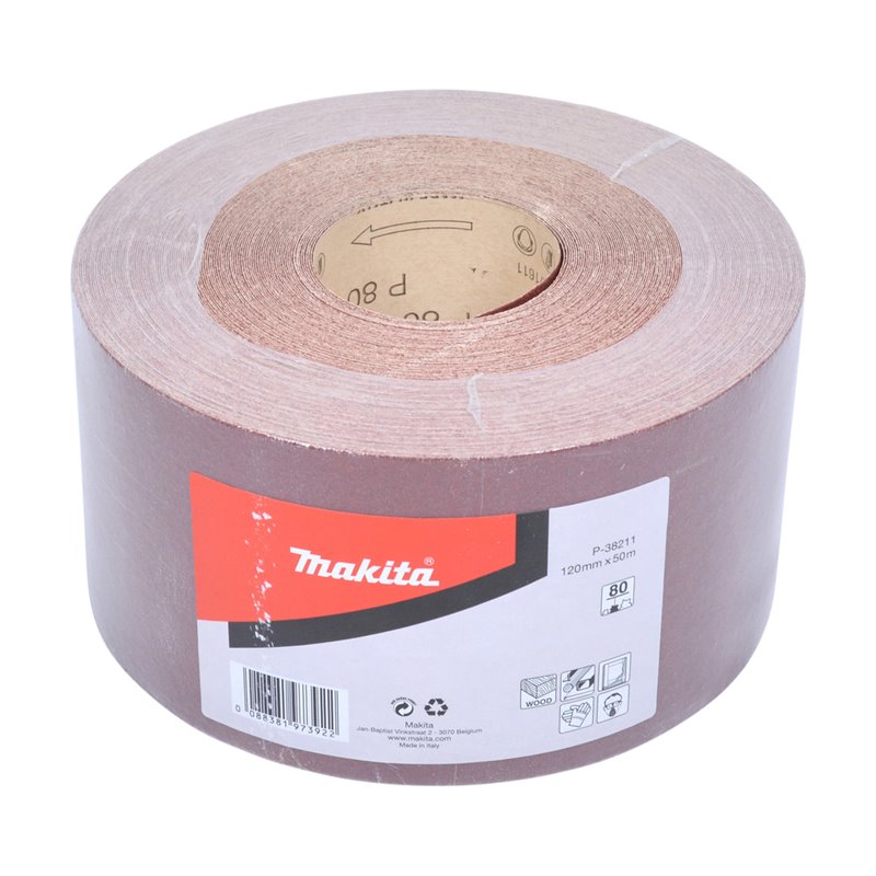 Rollo de lija, 120 mm x 50 m, 80G Makita P-38211