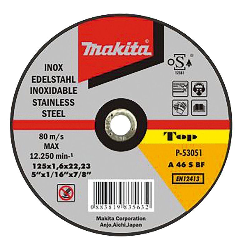 Disco de corte 125 x 1,6 x 22,23 mm, INOX, A46S, 10 pcs Makita P-53051