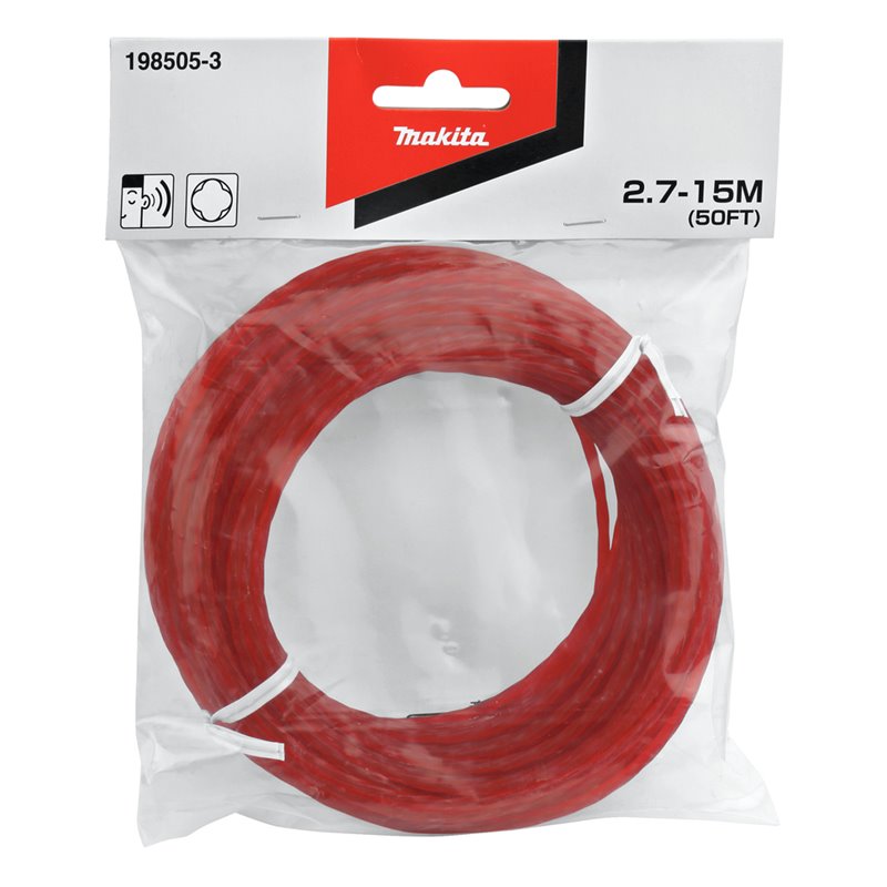 Hilo de nylon tIpo trebol de cuatro hojas 2,7 mm x 15 m, rojo Makita 198505-3