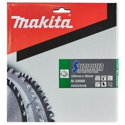 Disco HM sierra circular,, Specialized T.C.T, 235 x 30 mm, 16 T Makita B-33560