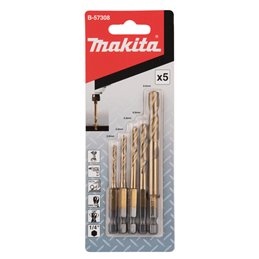 Estuche de brocas para metal, HSS-TIN 1/4" Hex, 5 piezas Makita B-57308