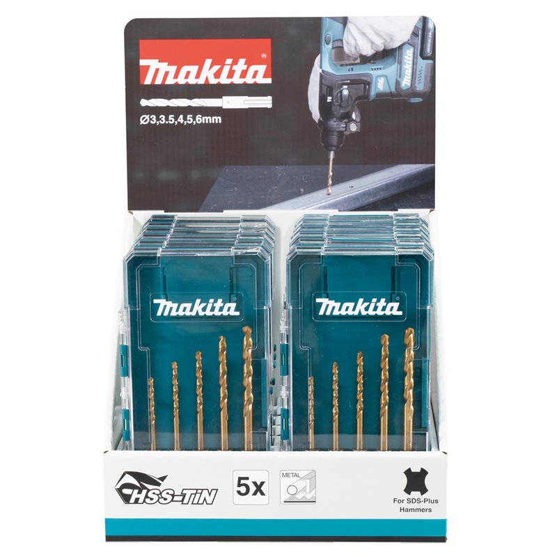 Estuche de brocas de metal, HSS-TiN, SDS-PLUS, 12 pcs Makita E-15132-12